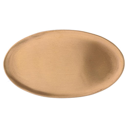 Oval candleholder plate in matt gold-plated brass 17x10 cm 3