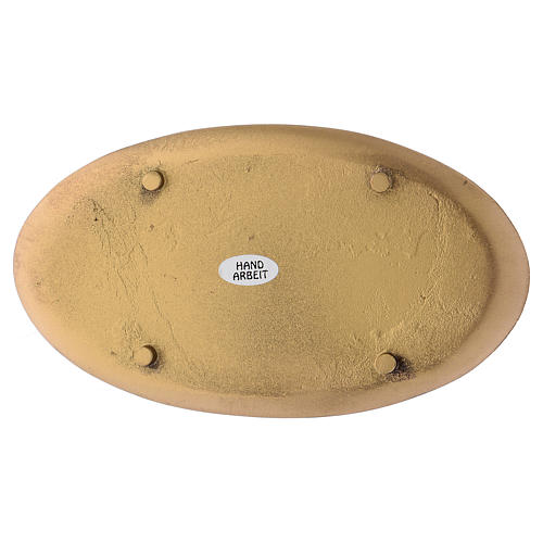 Oval candleholder plate in matt gold-plated brass 17x10 cm 4