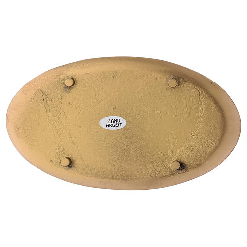 Plato portavela ovalado de latón dorado opaco 17x10 cm 4