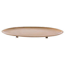 Piattino portacandele ovale in ottone dorato opaco 17x10 cm