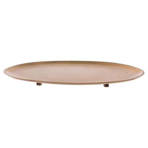 Oval candle holder plate in matte gold plated brass 6 3/4x4.inches 1