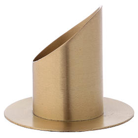 Cylinder-shaped candle holder in matt gold-plated brass for 5cm candles
