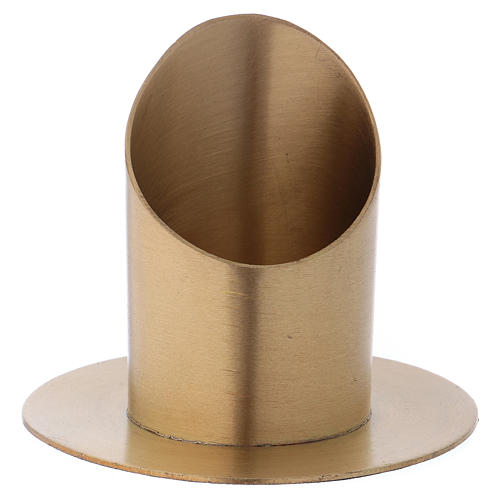 Cylinder-shaped candle holder in matt gold-plated brass for 5cm candles 1