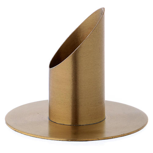 Cylinder-shaped candle holder in matt gold-plated brass for 3 cm candles 2