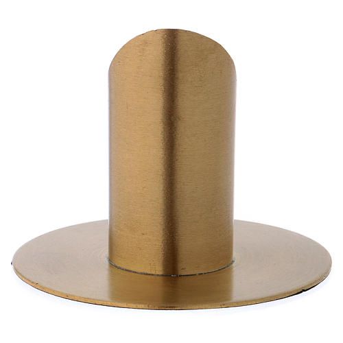 Bougeoir forme cylindrique laiton doré mat pour bougie 3 cm 3