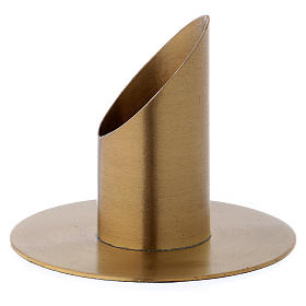 Porta-vela forma cilíndrica latão dourado opaco para vela 3 cm