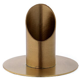 Cylindrical candlestick in matte gold plated brass for 1 1/4 in candle
