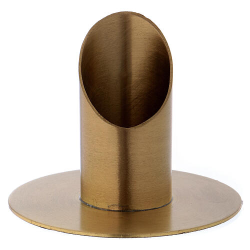 Cylindrical candlestick in matte gold plated brass for 1 1/4 in candle 1