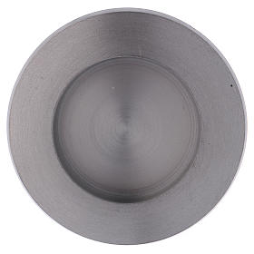 Portacandele rotondo in alluminio argentato opaco per candela 6 cm