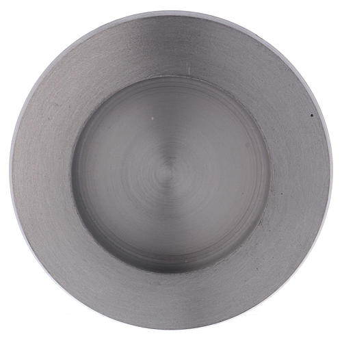 Portacandele rotondo in alluminio argentato opaco per candela 6 cm 2
