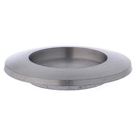 Podstawka pod świece okrągła z aluminium posrebrzana matowa do świecy 6 cm