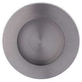 Castiçal redondo em alumínio prateado opaco para vela 6 cm