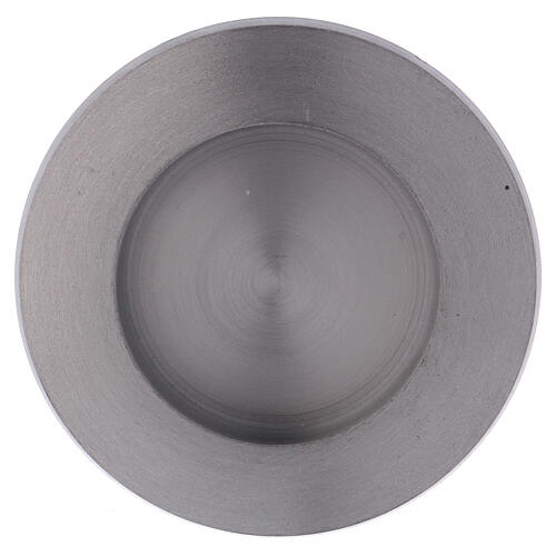 Castiçal redondo em alumínio prateado opaco para vela 6 cm 2