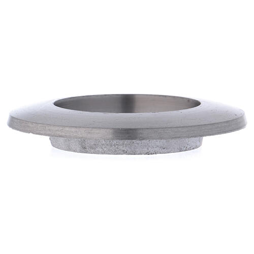 Castiçal redondo em alumínio prateado opaco para vela 6 cm 3