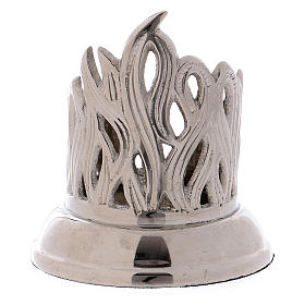 Candle holder with flame in silver-plated brass 4 cm