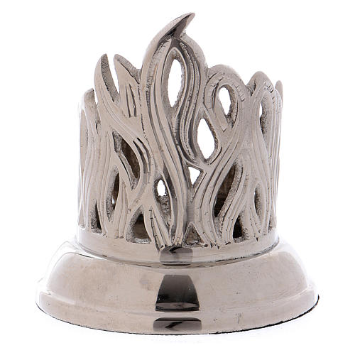 Candle holder with flame in silver-plated brass 4 cm 2