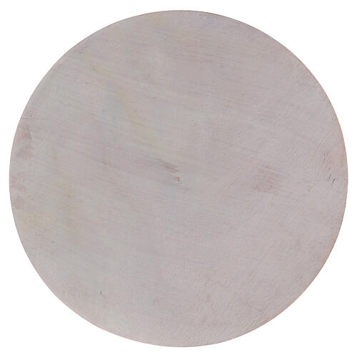 Prato castiçal redondo em madeira clara 14 cm 1