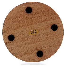 Plato portavelas redondo de madera mango oscuro 12 cm