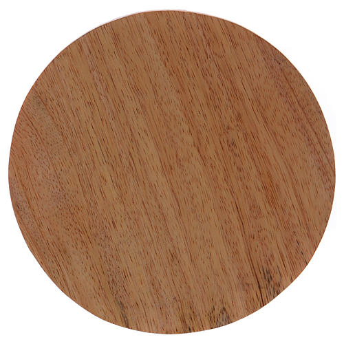 Plato portavelas redondo de madera mango oscuro 12 cm 1