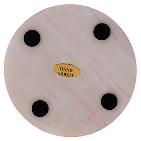 Piatto portacandele in legno avorio 10 cm