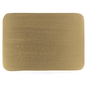 Rectangular candle holder plate in brass-coated aluminium 6 3/4x4 3/4 in
