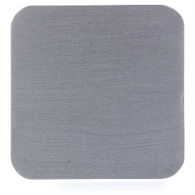 Assiette bougeoir carré aluminium argenté 10x10 cm