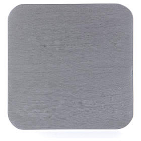 Piatto portacandele quadrato alluminio argentato 10x10 cm