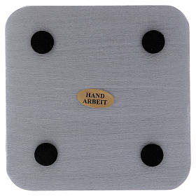 Piatto portacandele quadrato alluminio argentato 10x10 cm