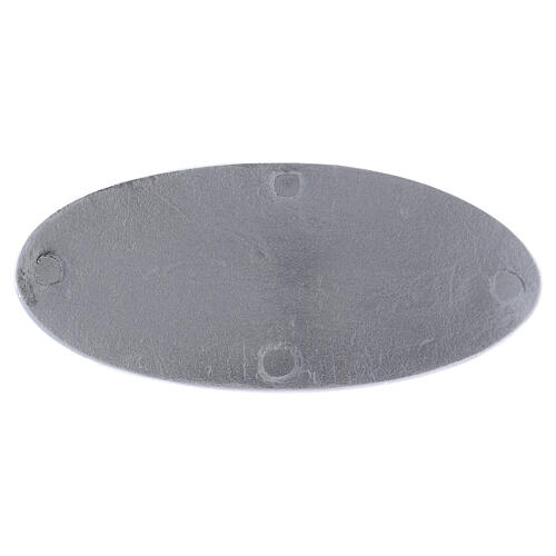 Prato porta-vela oval em alumínio prata brilhante 16x7 cm 3