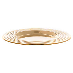 Round candle holder plate in glossy gold-plated brass 15 cm