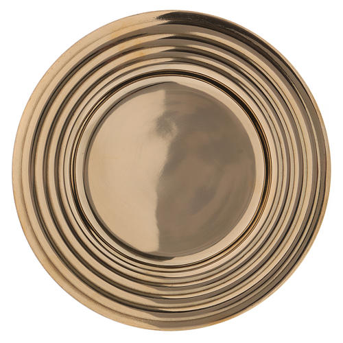 Round candle holder plate in glossy gold-plated brass 15 cm 1