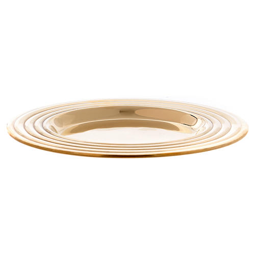 Round candle holder plate in glossy gold-plated brass 15 cm 2