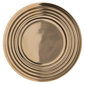 Round candle holder plate in polished gold plated brass 6 in