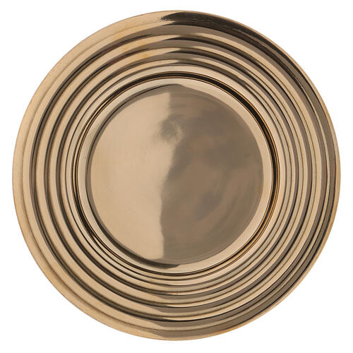 Round candle holder plate in polished gold plated brass 6 in 1