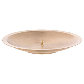 Candle holder plate in satinised brass with jag 16 cm