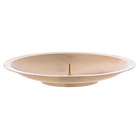 Candle holder plate in satinised brass with jag 16 cm