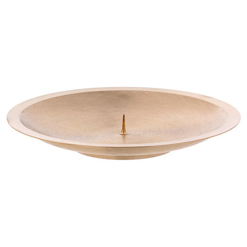 Candle holder plate in satinised brass with jag 16 cm 1