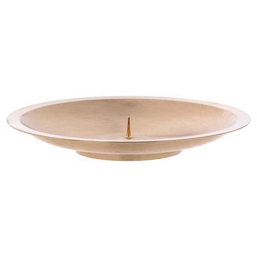 Candle holder plate in satinised brass with jag 16 cm 2