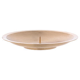 Satin finish brass candle holder plate with spike 6 1/4 in