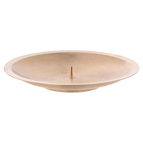 Satin finish brass candle holder plate with spike 6 1/4 in 1