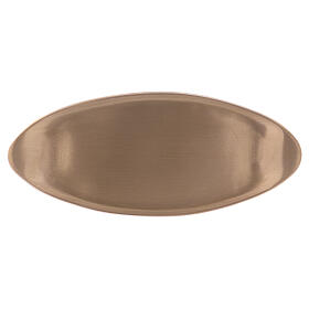 Oval candle holder plate in matte brass 7x3 in
