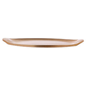 Oval candle holder plate in matte brass 7x3 in