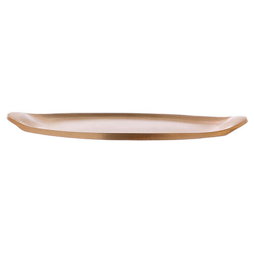 Oval candle holder plate in matte brass 7x3 in 2