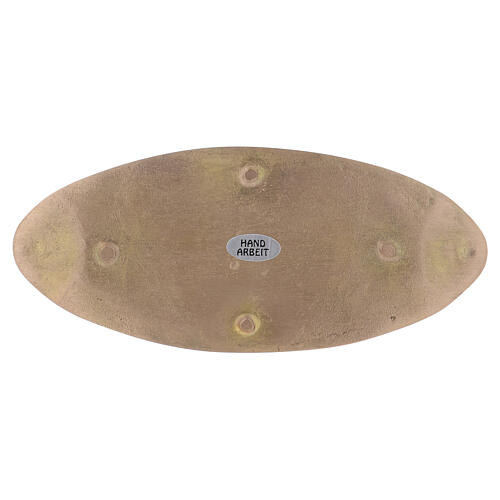 Oval candle holder plate in matte brass 7x3 in 3