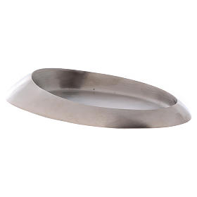 Candle holder plate in satinised silver-plated brass 20x11 cm
