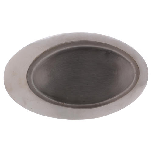 Candle holder plate in satinised silver-plated brass 20x11 cm 3