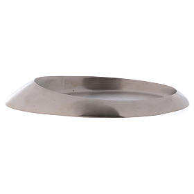Piatto portacandele ottone argento satinato 20x11 cm