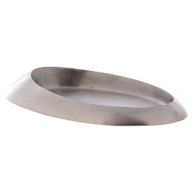 Piatto portacandele ottone argento satinato 20x11 cm