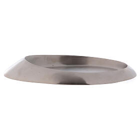 Silver-plated brass candle holder plate with satin finish 8x4 1/4 in