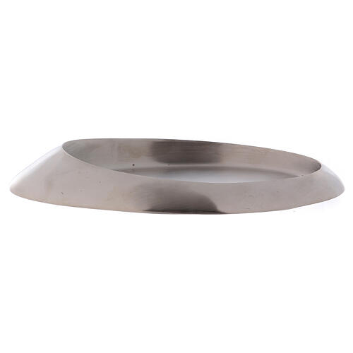 Silver-plated brass candle holder plate with satin finish 8x4 1/4 in 1